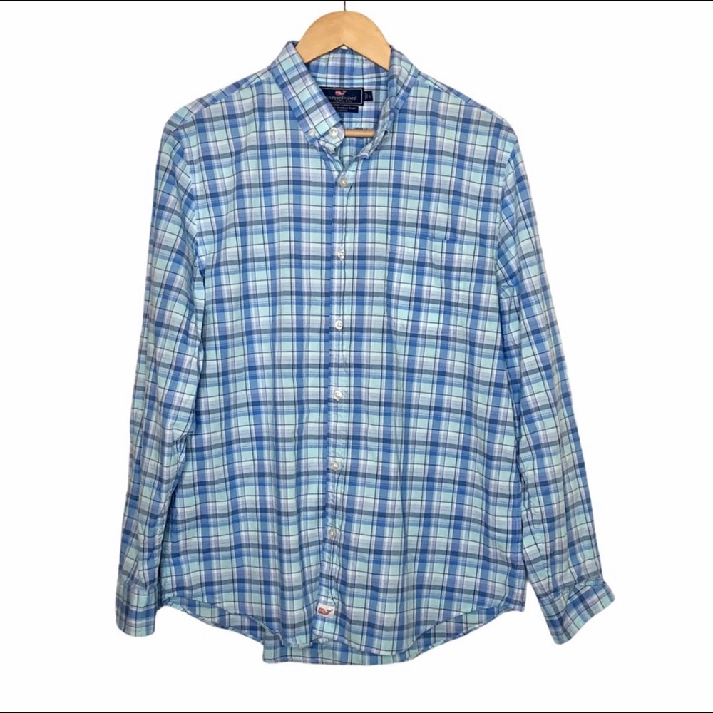 Vineyard Vines Slim Fit Murray Shirt Blue Plaid L Excellent condition